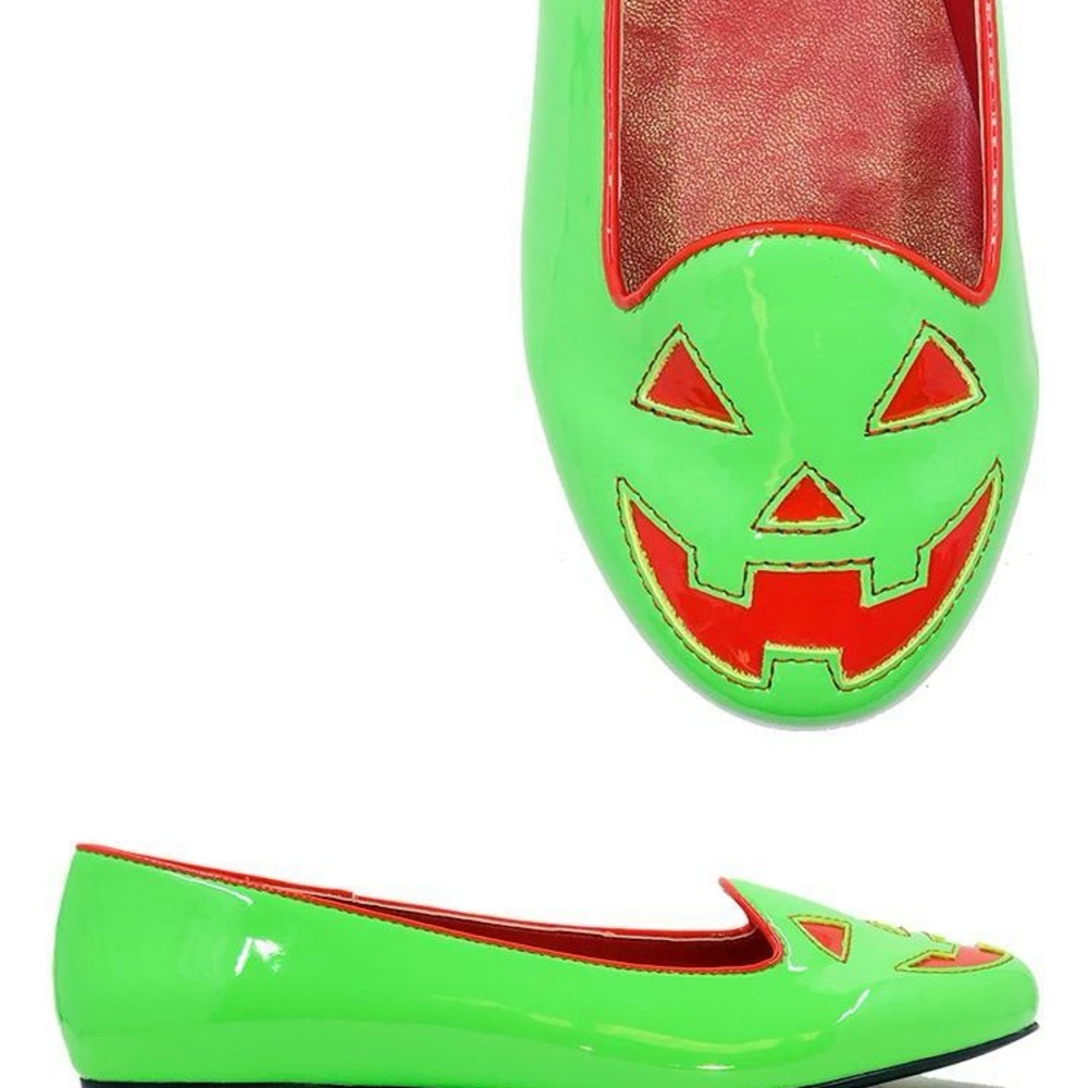 Neon Green and Red Strange CVLT Jack o Lantern flats